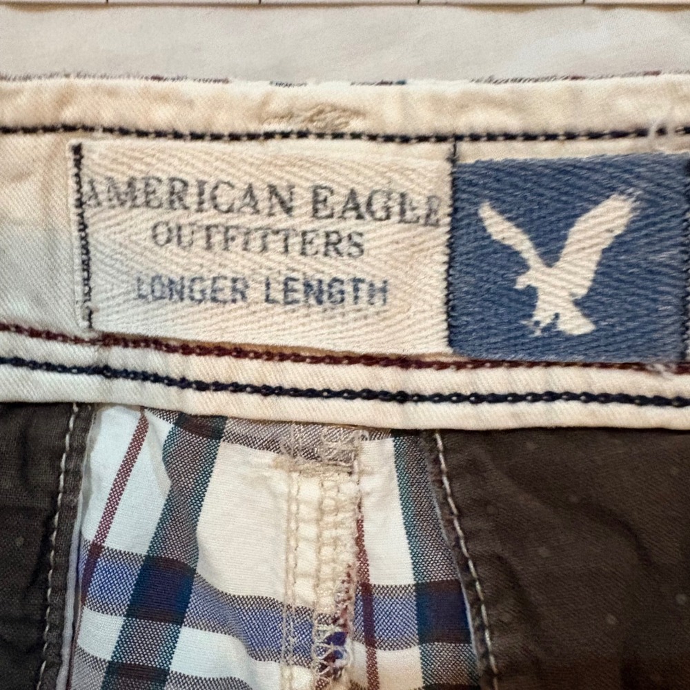 American Eagle Outfitters Mens Plaid Shorts‎ Blue Brown Longer Length Size 32 - Picture 5 of 9
